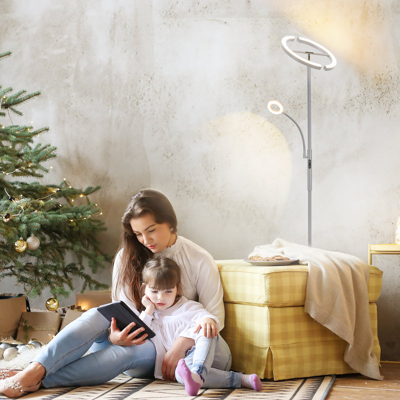 Lampe torchère sur pied à DEL 68,9 po, Gris