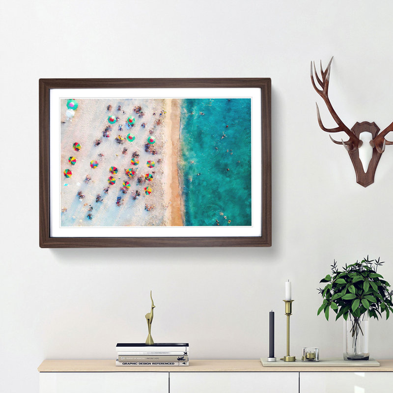Miami Florida Beach - Picture Frame Graphic Art Print, 24cm H x 33cm W x 2cm D, Walnut Framed