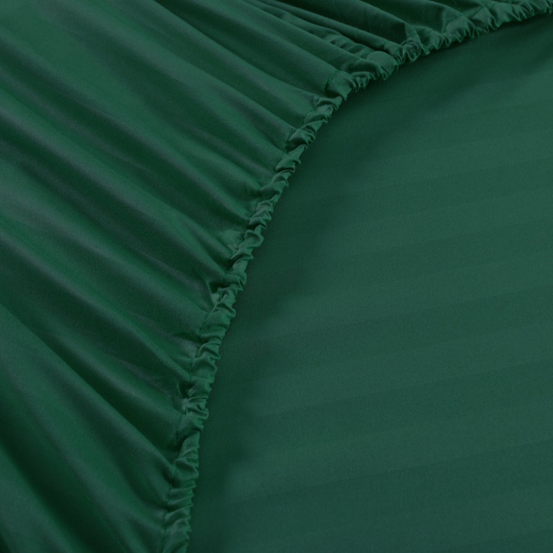 3/4 Pcs Luxury Striped Bed Sheets Set, Green, Twin Sheet Set with 1 Pillowcase