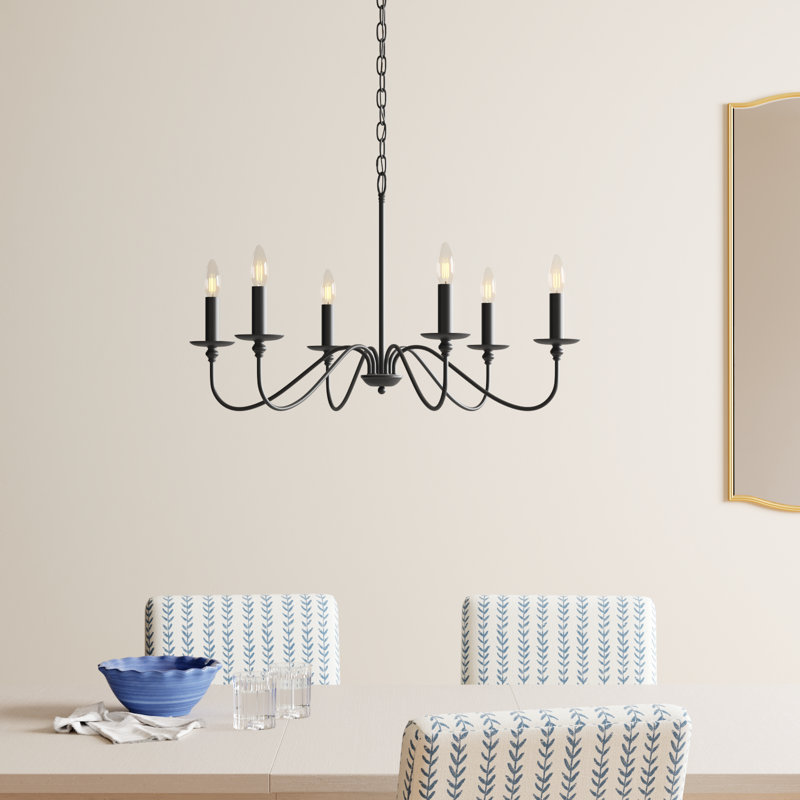 Ableton Iron 6-Light Chandelier, Matte Black, 18" H x 30" W x 30" D