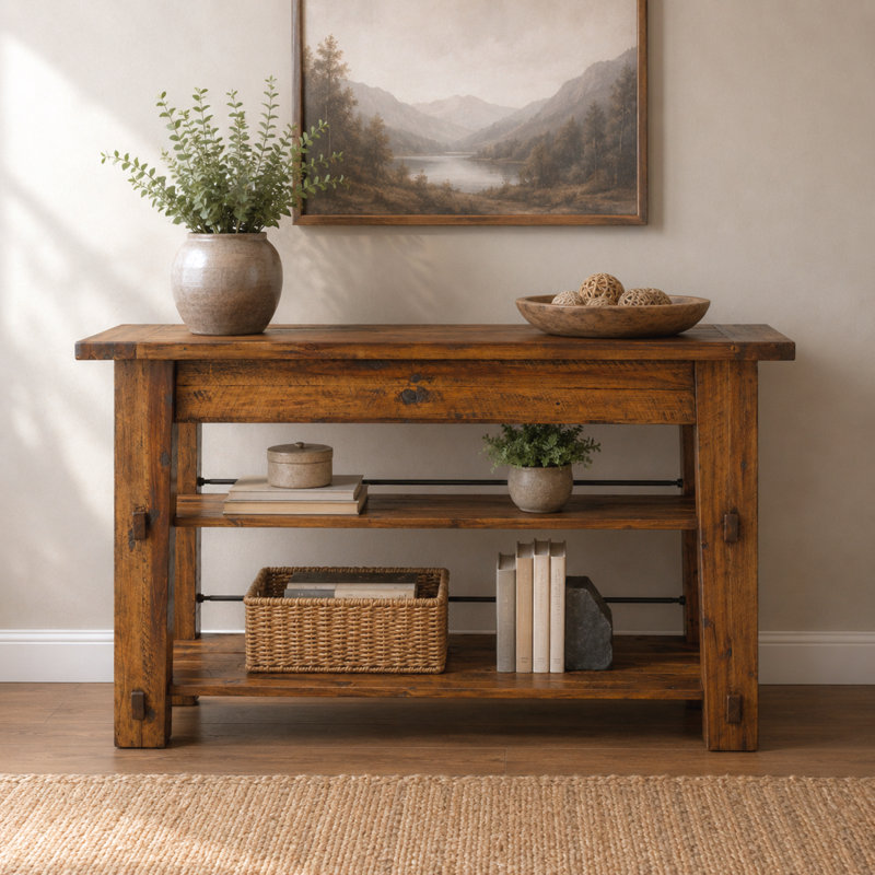 Nastya 54" W Solid Wood Console Table, Natural