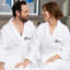 Peignoir kimono brodé en velours unisexe-147878475