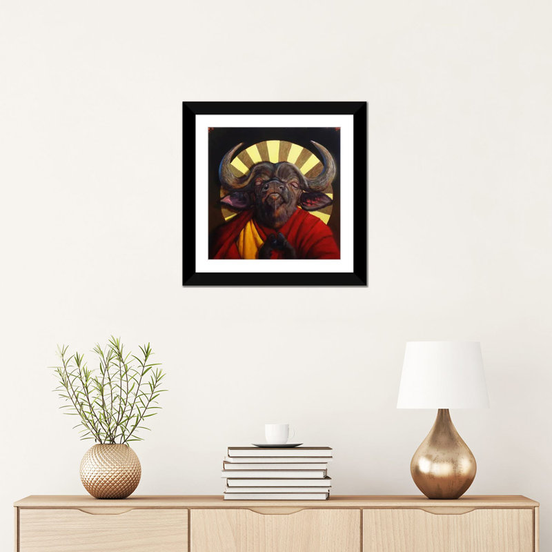 «Holy Cow II», reproduction sur toile, H 24 po x l 24 po x P 1 po, Papier d'art encadré noir, Blanc