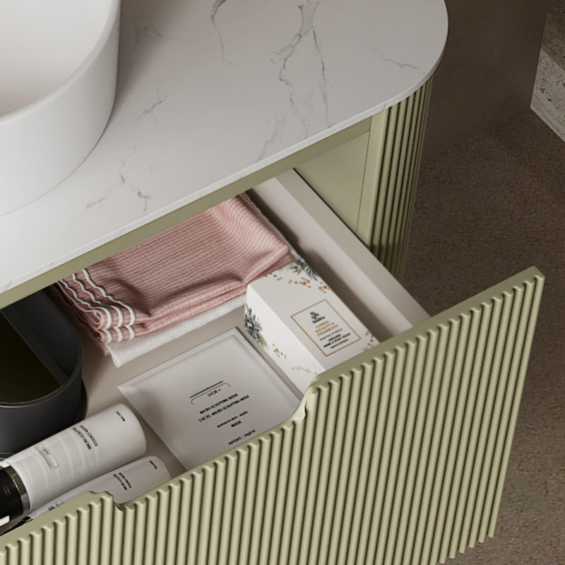Meuble-lavabo de salle de bain avec lavabo, armoire de rangement murale rayée, Vert clair, 36"