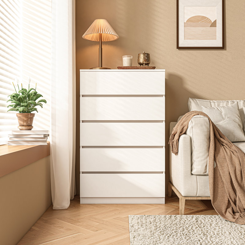 Delexis 27.6'' W 5 - Drawer Dresser, White