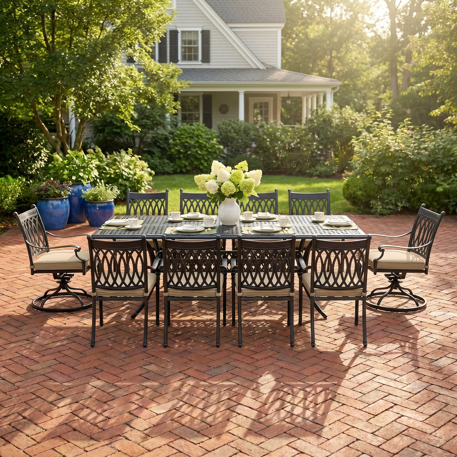 Brockport 132" Sunbrella® Patio Dining Set