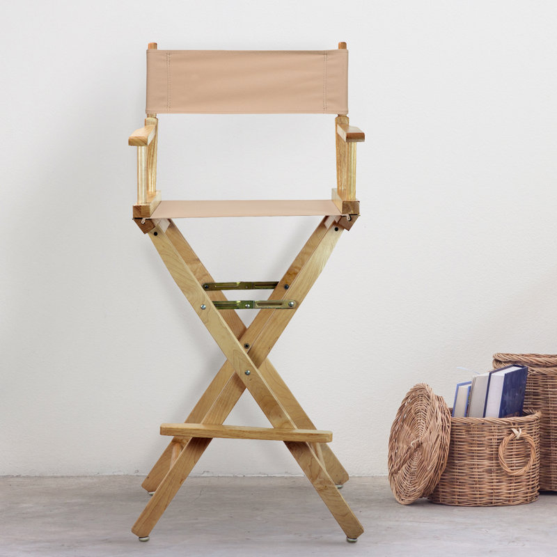 30" Folding Director Chair with Canvas, Natural, Tan