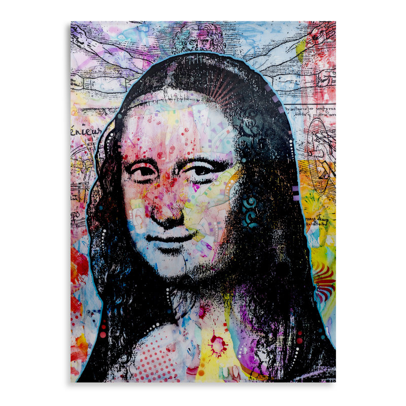 Dean Russo Colorful Pop Art Mona Lisa Brushed Aluminum Portrait