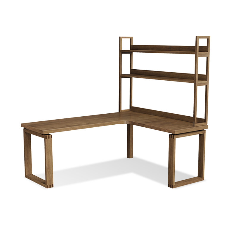 Light-walnut L-Shaped Solid Wood desk, Right Hand Return, 74.8" H x 78.74" W x 47.24" D