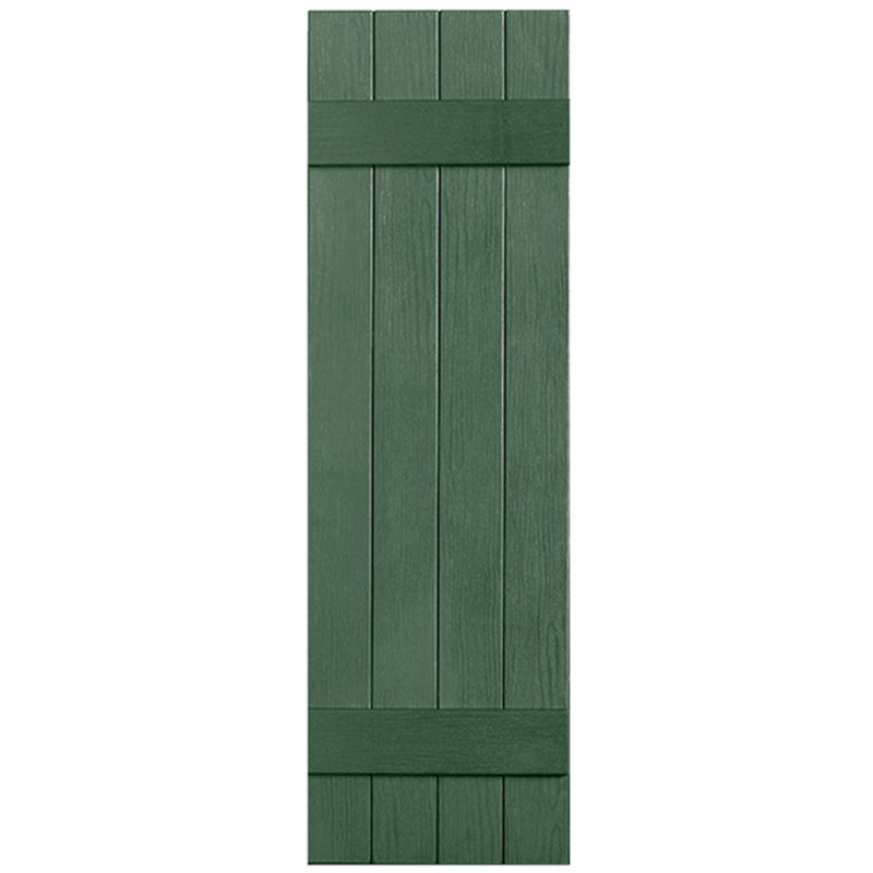 Paire de volets en vinyle fermés à deux lattes et quatre planches, 28 po, Vert