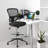 Armless Rolling Drafting Stool, Adjustable Height, With Footrest And Wheels