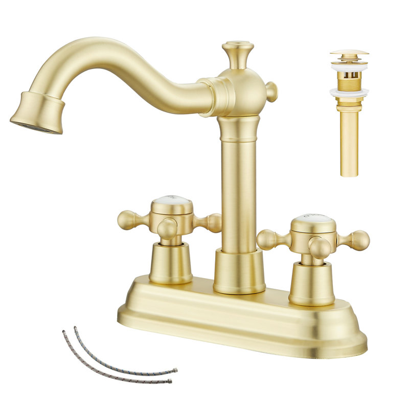 Robinet de lavabo de salle de bain 4 "avec drain Centreset, Or brossé