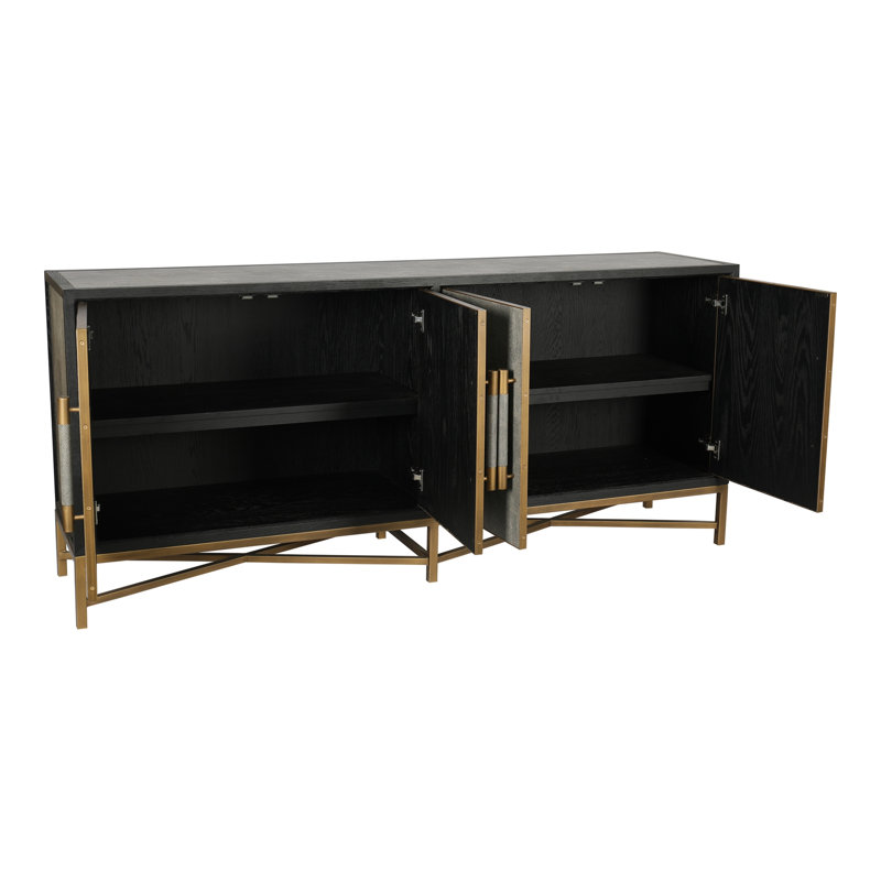 Sideboard, Solid Wood Frame, Vegan Leather