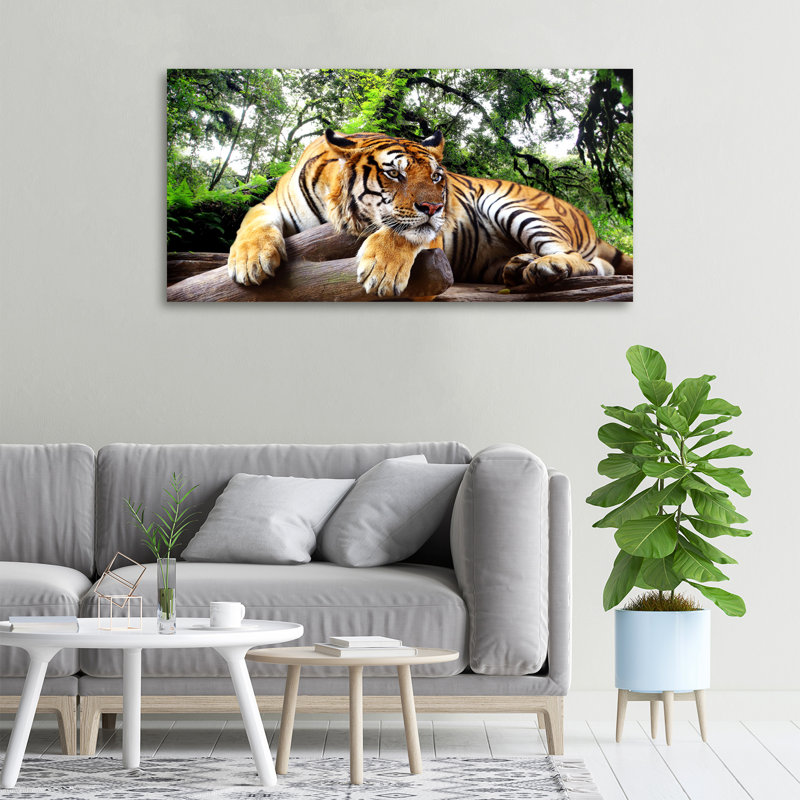 Tiger On The Rock - No Frame Print on Canvas