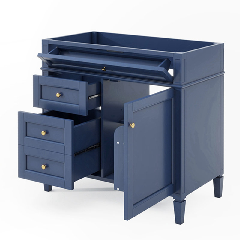 Meuble-lavabo de salle de bain sans lavabo supérieur, Bleu