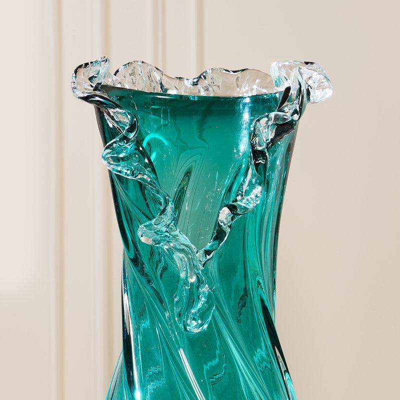 Hand Blown Glass Flower vases Unique Glass vases Wide Mouth Fashionable  vases  Modern Art Deco Glass vases for Home Living Room Office Table centerpieces Bookshelves and Wedding Decorations