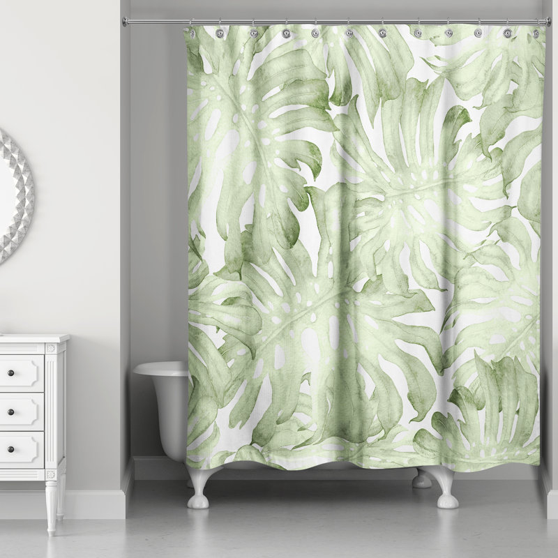 Rideau de douche simple à motif floral coréen, Vert