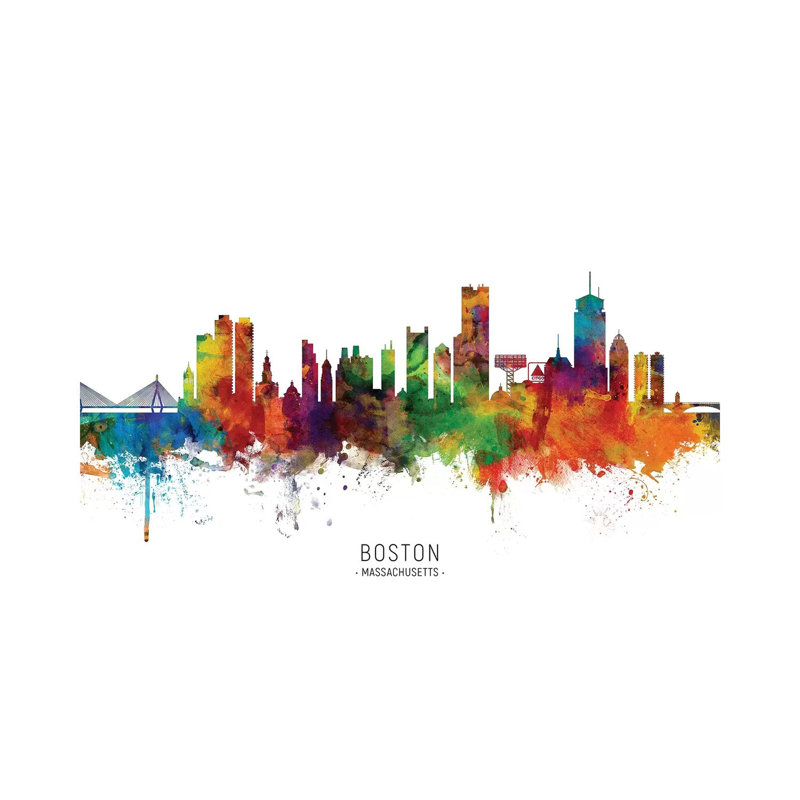 Boston Massachusetts Skyline by Michael Tompsett - Wrapped Canvas Painting, 20.32 cm H x 30.48 cm W