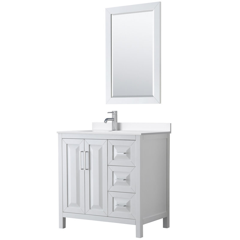 Daria 36'' W Single Vanity, Giotto Quartz, Brown, Polished Chrome