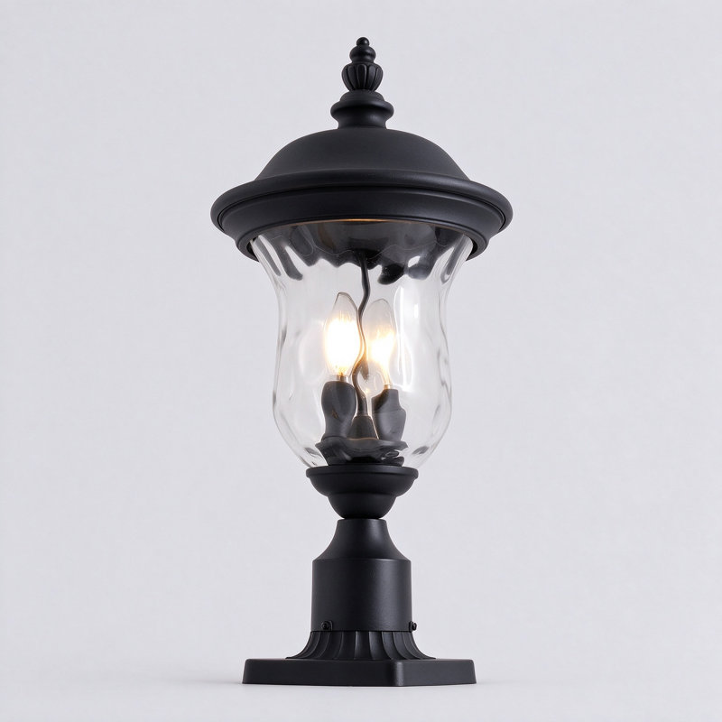 Stained Glass Pier Mount Light Post Lantern