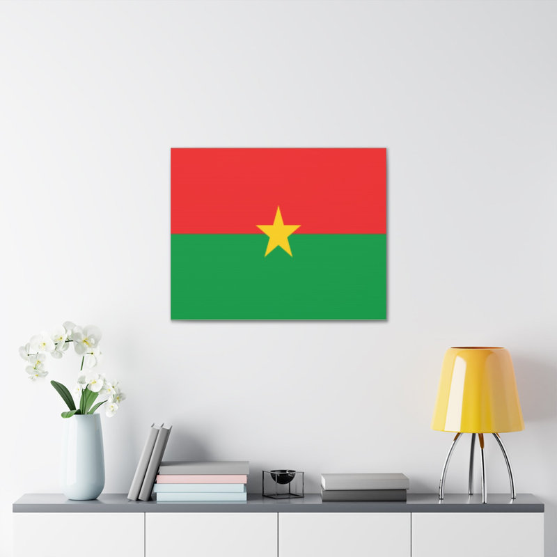 Drapeau burkinabé rétro sur toile, art mural non encadré, H 12 po x l 16 po