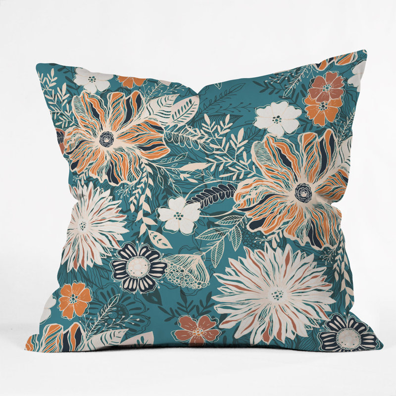 Floral Throw Pillow, 16" x 16"