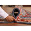 Tapis indien bleu à motif géométrique 3x5