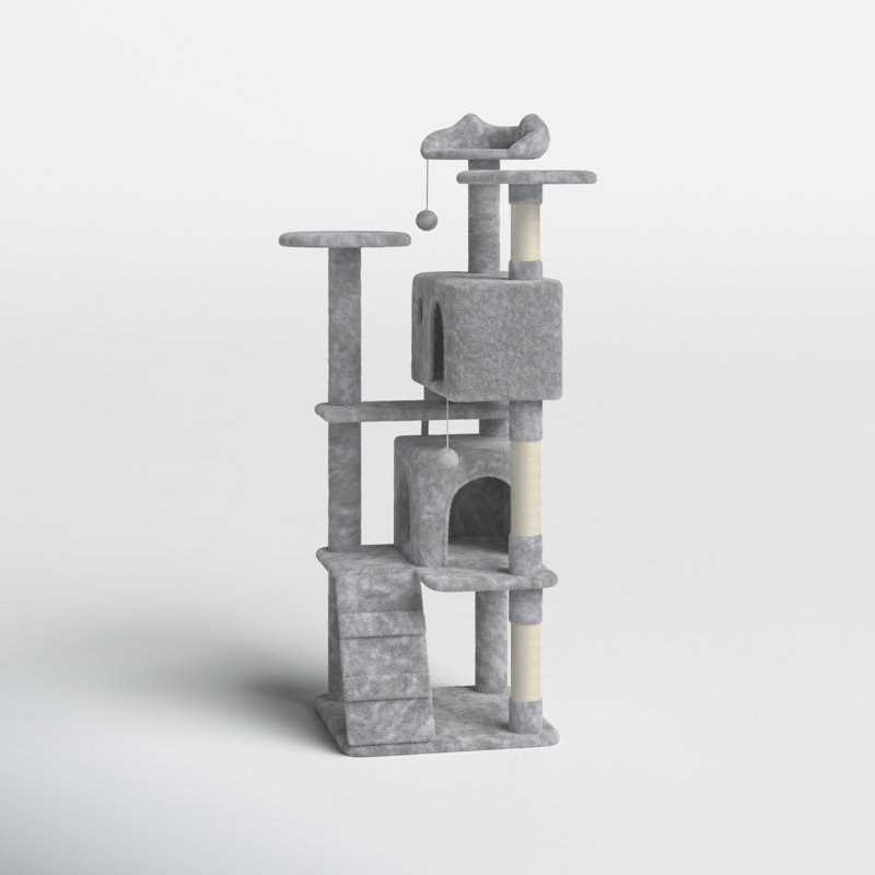 Arbre à chat 61,5 po Dagenham, Gris clair, H 61,5 po x l 19,5 po x P 19,5 po