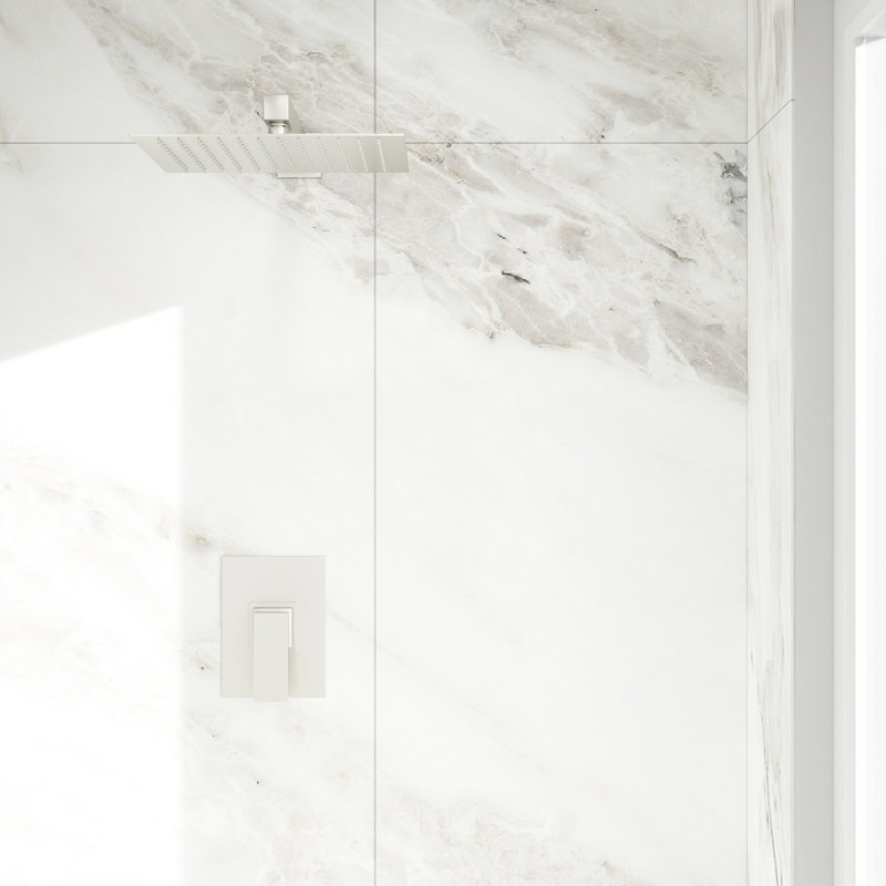 Robinet de douche en nickel brossé - Tête de pluie 10 "et valve équilibrée, fixation murale, installation facile superbe avec 10 pouces et valve pour installer l'éclairage