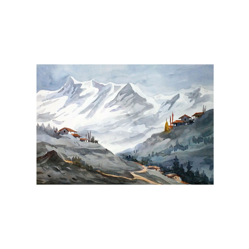 Beauté des pics de l'Himalaya calme | Aquarelle sur papier | Par Samiran Sarkar