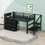 Lit mezzanine bas 9 tiroirs avec escalier de rangement et éclairage intégré-2097896972
