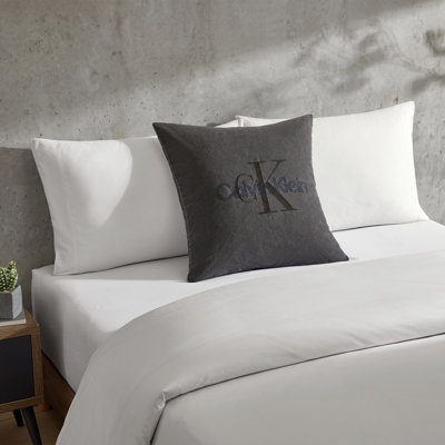 Calvin Klein Logo Cotton Grey Throw Pillow