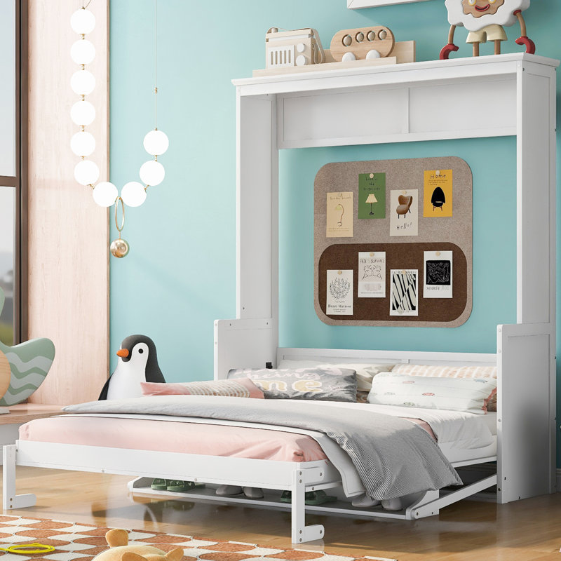 Grand lit blanc avec tablette de rangement pratique - Conforme aux exigences quotidiennes
