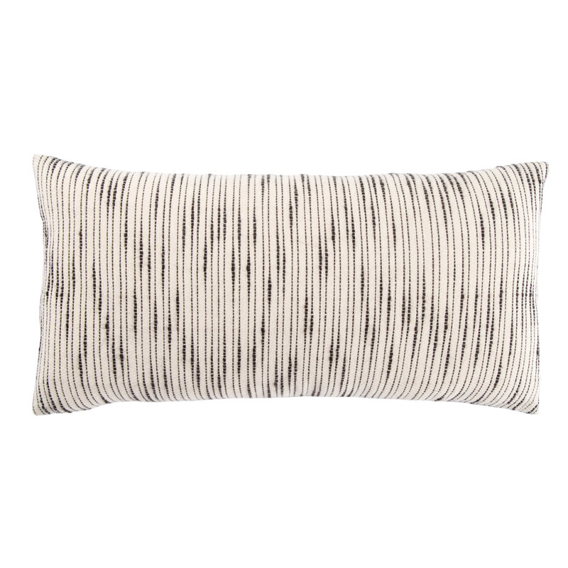 Saxon Stripe Cotton Lumbar Pillow, 12" x 24", Polyfill