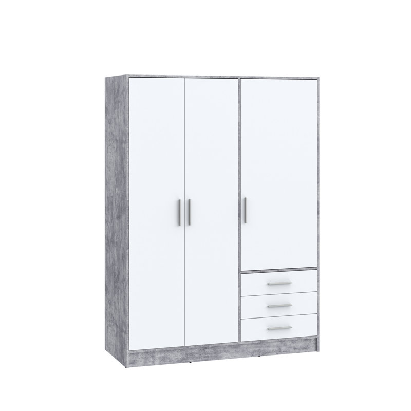 Armoire Shoaf, Gris béton / blanc mat