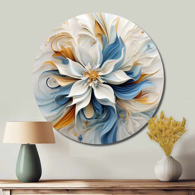 Halvorsen - Art floral rond en métal, H 23 po x l 23 po