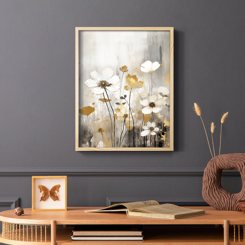 FLORAL Series CDxx - Impression encadrée de qualité supérieure - Prêt à accrocher - Aucun clou requis, Naturel
