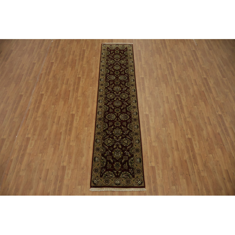Élégant tapis traditionnel traditionnel rouille et beige Agra avec de riches motifs floraux 3 x 12