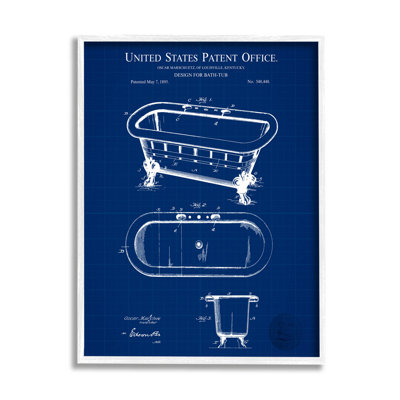 " Blue Bathtub Patent Blueprint " by Karl Hronek