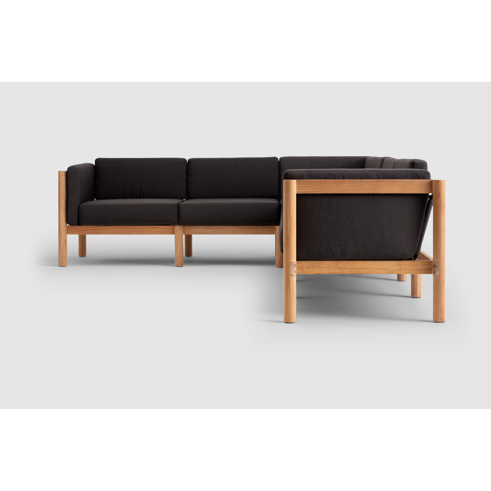 Haven 6-Piece Teak Outdoor Sectional with Sunbrella Cushions, Sunbrella Coal