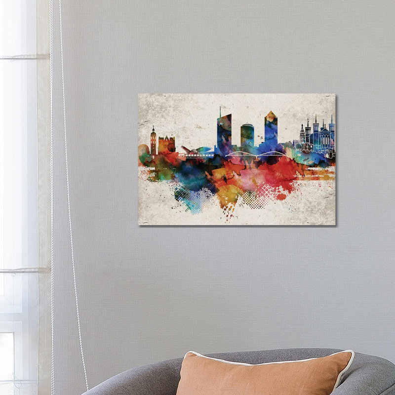 Lyon Abstract Skyline - Wrapped Canvas Gallery-Wrapped Canvas Giclée, 66.04 cm H x 45.72 cm W