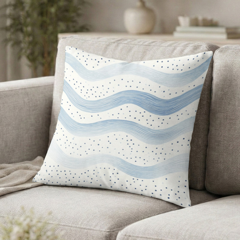 Coussin décoratif à pois - ivoire, H 16 po x l 16 po