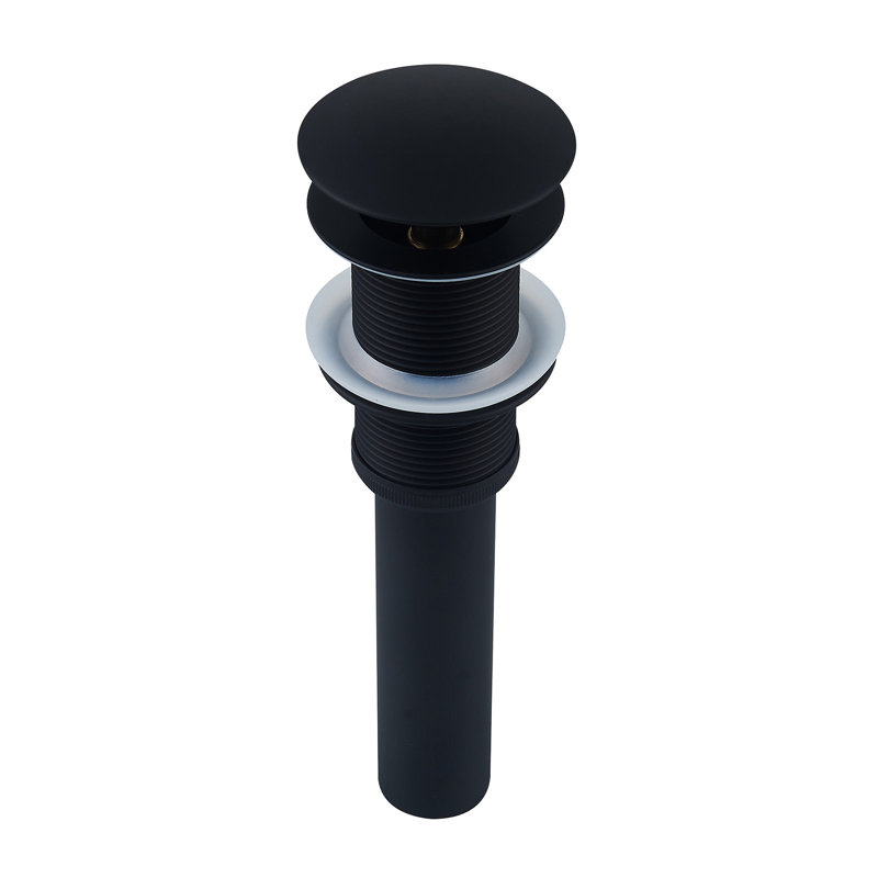 Standard Pop-Up Bathroom Sink Drain Without Overflow, Matte Black