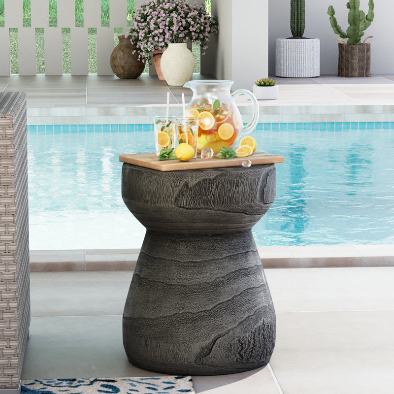 Kanarraville Concrete Outdoor Side Table, Gray, 1