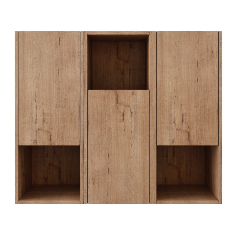 Armoire de salle de bain 36 po, portes à fermeture douce, chêne imitation, convient aux besoins de rangement faciles à nettoyer