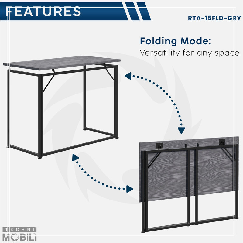 Versatile Space-Saving Folding Desk for Compact Rooms and Efficient Use, Grey