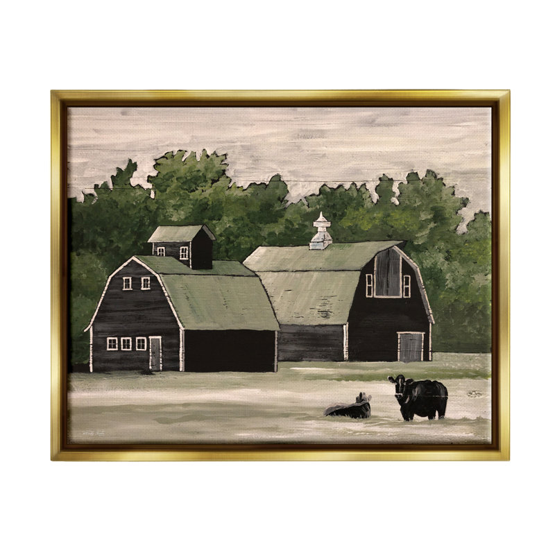 Art mural sur toile Stable Barn Country, H 25 po x l 31 po x P 1,7 po, Cadre flottant métallique doré