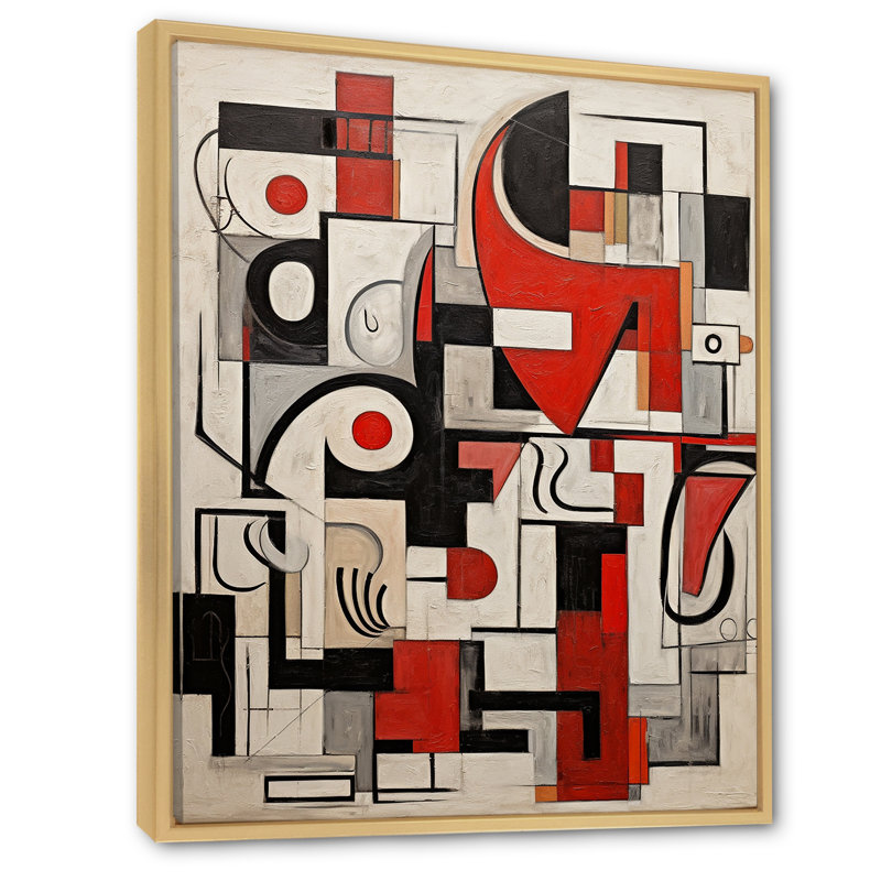 "Urban Passion" abstrait rouge noir blanc - impression sur toile géométrique moderne, H 44 po x l 34 po x P 1,5 po