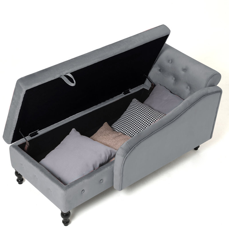 Hayliegh Velvet Chaise Lounge, Gray