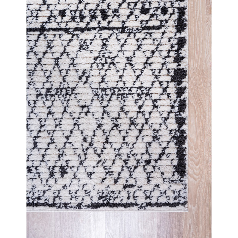 Tapis ivoire / noir Juliet, Tapis de couloir 2 pi 7 po x 10 pi